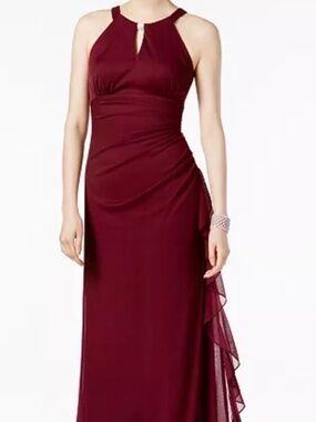 Betsy & Adams Ruched Halter Gown